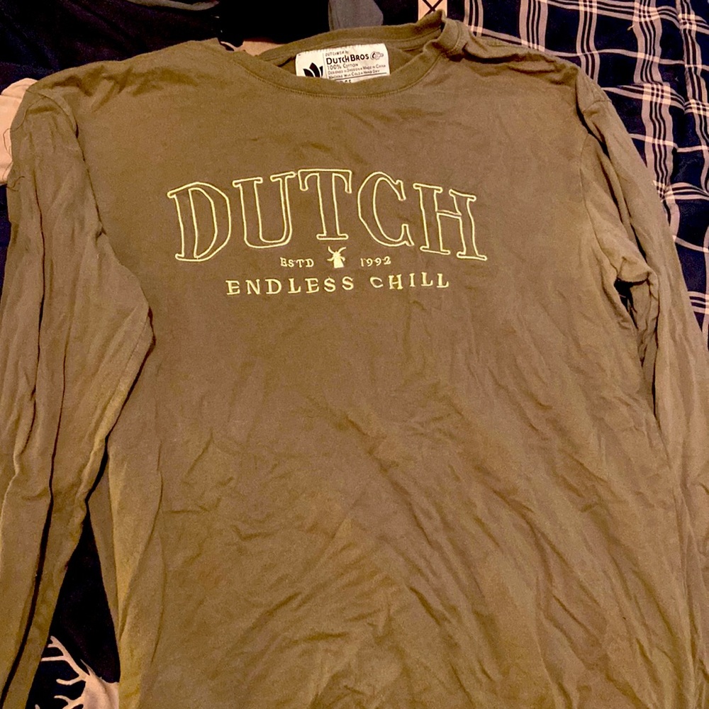 Dutch bros olive green long sleeve